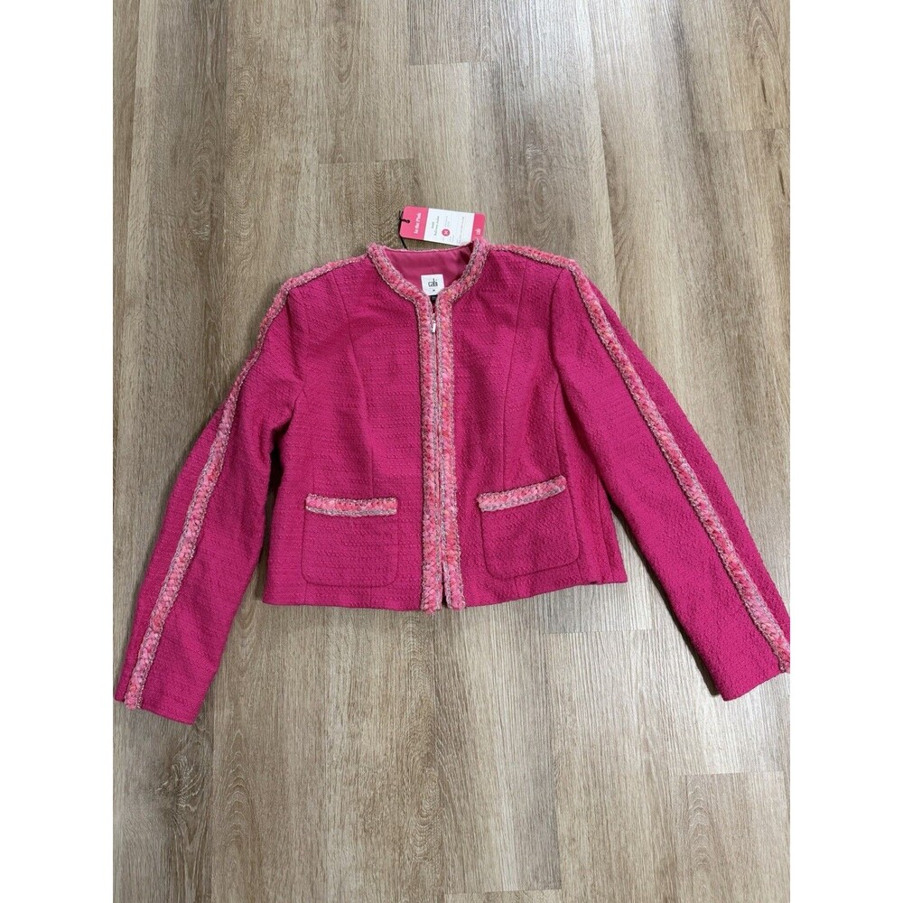 Cabi Hot Pink Tweed Ballroom Jacket NWT Womens Medium Elle Woods Legally Blonde